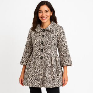 Women's Appraisal Leopard Print Trench Coat M White Black Gray